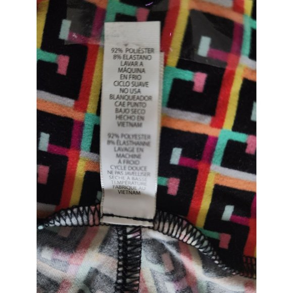 LuLaRoe Women's Black/Multicolor Single Print Soft Knit Leggings One Size (2-10) - Picture 4 of 10